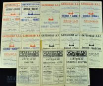 Selection of Gateshead home match programmes 1950/51 Carlisle Utd, Bradford City, Chester, 1951/52