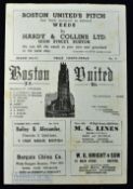 1952/53 Boston Utd v West Bromwich Albion friendly match programme 20 April 1953; good condition.