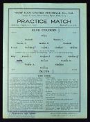 1937/38 West Ham Utd pre-war public trial match club Colours v Blues, large single sheet football
