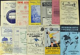 Selection of Gateshead away match programmes to include 1948/49 Rotherham Utd, Hull City, 1951/52