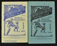 1949/50 Colchester Utd v Chelmsford City Pearson Charity Cup match programme 13 May 1950; also