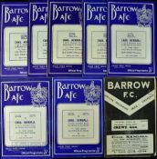 Selection of Barrow home match programmes to include 1948/49 Crewe Alexandra (edge tear), 1952/53