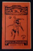 1937/38 Arsenal v Birmingham City Div. 1 match programme 16 April 1938; staple removed, rust