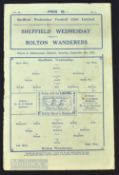 1931/32 Sheffield Wednesday v Bolton Wanderers Div. 1 match programme 5 September 1931; note, just