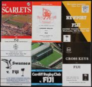 1985 Fijian Tour Rugby Programmes in Wales (6): All except the Wales XV issue from the Wales leg