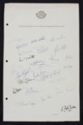 1963 English Rugby Squad Down Under Autograph Sheet: Well preserved and attractively ideal for