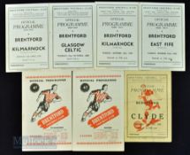 Selection of Brentford home friendly match programmes to include 1949/50 Clyde, 1954/55 Dundee,