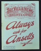 1932/33 Aston Villa v Chelsea Div. 1 match programme 1 October 1932; very slight crease, score to