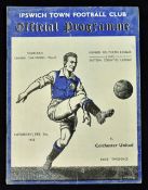 1937/38 Ipswich Town v Colchester Utd Southern league match programme 5 February 1938, large