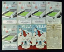 Collection of Aston Villa home match programmes 1946/47 Preston NE (including match reports Man
