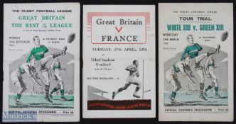 Collection of 1950/60s Gt Britain Rugby League International and Trial Programmes (3) 1954 v