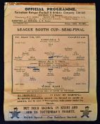 1944/45 War League south cup s/f at Tottenham, Chelsea v West Ham Utd single sheet; crease, small