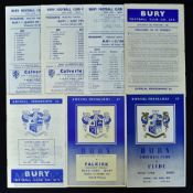 Selection of Bury home match friendly programmes 1952/53 v Clyde 20 April 1953, v Falkirk 1st