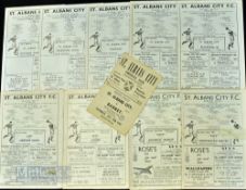 Selection of St. Albans City home match programmes to include 1946/47 Barnet (Herts. Charity Cup) (
