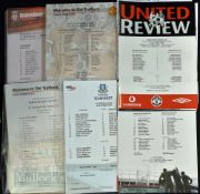 Collection of Manchester Utd home match team sheets including Premier League, Champions League,