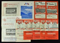 Selection of Bristol City home programmes all friendlies to include 1952/53 East Fife, Cardiff City,