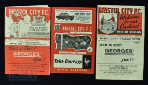Selection of Bristol City home match friendly programmes 1949/50 Halifax Town, 1952/53 Wolverhampton