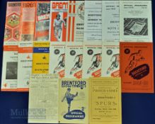 Selection of Brentford home match programmes to include 1944/45 Tottenham Hotspur (war league