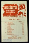 1941/42 War League North Manchester United v Stockport County single sheet 20 September 1941; pencil