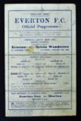 1944/45 Football League War Cup, Everton v Bolton Wanderers match programme 6 January 1945, single