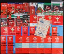 1950-2004 Wales H v France Rugby Programmes (33): Other than 1952, a complete run of Welsh Cardiff