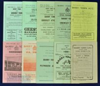 Selection of Barry Town home match programmes to include 1946/47 East v West (Welsh Amateur