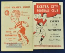1948/49 Exeter City v Southampton benefit match programme 4 April 1949 (Tommy Lawton at No. 9 for