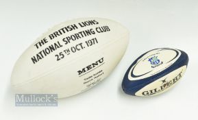 1971 British & Irish Lions Tribute Dinner Vinyl Ball etc (2): Full size 'dummy' ball, white,
