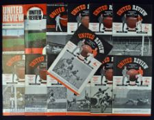 Collection of Manchester United v Leicester City home match programmes to include 1954/55, 1958/