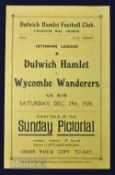 1928/29 Dulwich Hamlet v Wycombe Wanderers Isthmian League match programme 29 December 1928, 4