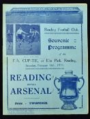 1934/35 FAC Reading v Arsenal at Elm Park football programme 16 February 1935; has been folded (kept
