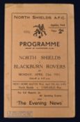 1950/51 North Shields v Blackburn Rovers friendly match programme 23 April 1953, 4 pager; small