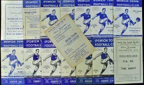 Selection of Ipswich Town home match programmes to include 1946/47 Southend Utd, 1948/49 FA XI v The