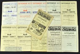 Selection of Gateshead home match programmes to include 1947/48 Crewe Alexandra (tear, paper