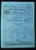 1943/44 West Ham Utd v Chelsea football programme war league south 27 December 1943 single sheet;