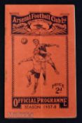Pre-War 1937/38 Arsenal v Bolton Wanderers Div. 1 match programme 7 May 1938; staple removed,