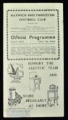 1938/39 Essex Senior Cup match Harwich & Parkeston v Leytonstone 11 February 1939, gatefold issue,