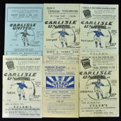 Selection of Carlisle Utd home match programmes 1948/49 Southport, 1950/51 Arsenal (FAC replay),