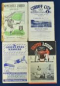 1948/49 Bradford PA away match programmes v Manchester Utd (FAC), QPR, Cardiff City, Newcastle