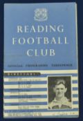 1949/50 Reading v Manchester City match programme (friendly) 28 January 1950; 1950/51 Reading v