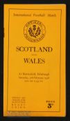 Scarce 1938 Scotland v Wales Rugby Programme: Sought-after issue for the last visit to Murrayfield