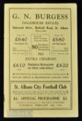 1938/39 St. Albans City v Ilford football match programme dated 18 February 1939; good.