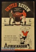 1946/47 Manchester United v Derby County Football Programme date 9 Nov, centre fold, small tears