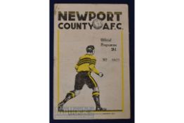 1946/47 Newport County v Plymouth Argyle Div. 2 match programme 10 May; Fair-good condition.