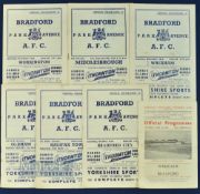 1955/56 Bradford PA home match programmes Bradford City, Halifax Town, Oldham Athletic, Wrexham,