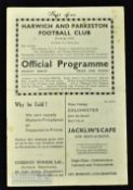 1936/37 Harwich & Parkeston v King's Lynn match programme Eastern Counties league 10 October 1936,