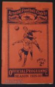 1929/30 Arsenal v Charlton Athletic London Combination match programme Xmas Day 1929, slight