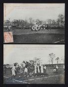 1909 Rare French Rugby Photographic Postcards (2): Lovely atmospheric duo from the 1909 French