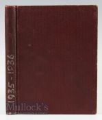 Hardbound volume 1935/36 of Manchester Utd home match programmes Div. 2 (Champions) to include