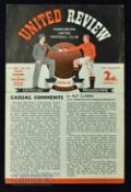 1954/55 FAC replay Manchester United v Reading match programme 12 January 1955 (no. 13), 4 pager, no